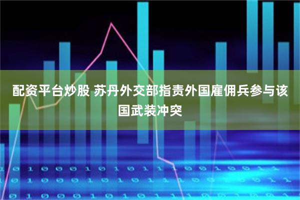 配资平台炒股 苏丹外交部指责外国雇佣兵参与该国武装冲突